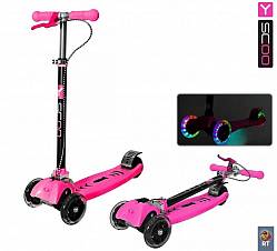 Самокат Maxi City RT Shine Gagarin трансформер с ручным тормозом, pink (Y-SCOO, 4968RT) - миниатюра